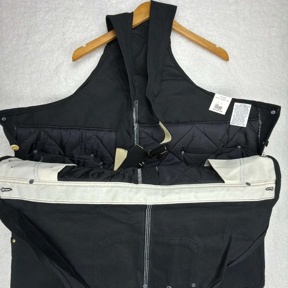 Carhartt Arctic Quilt Lined Bibs Overalls Mens 50x28 R03 BLK Black NWT NOS - Picture 7 of 10